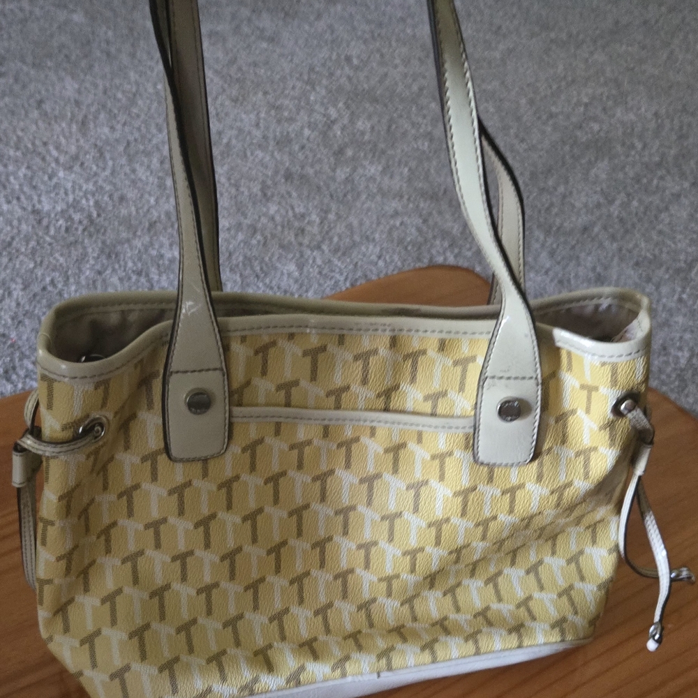 Tignanello Yellow and Cream Shoulder Bag